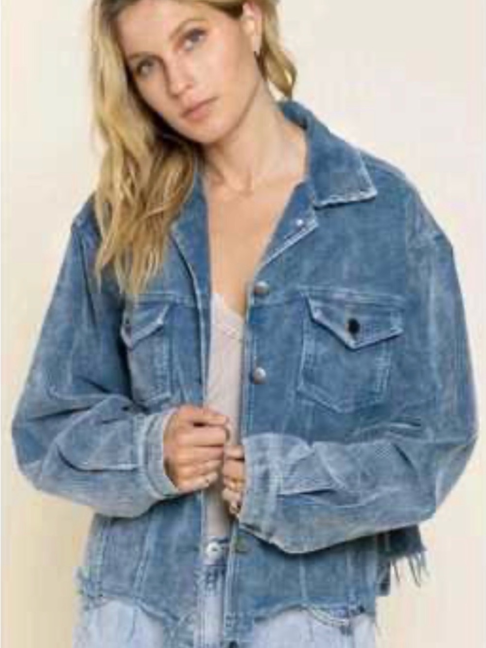 POL Blue Washed Oversized Denim Jacket chest/bust 25-27’ L 26-27.5